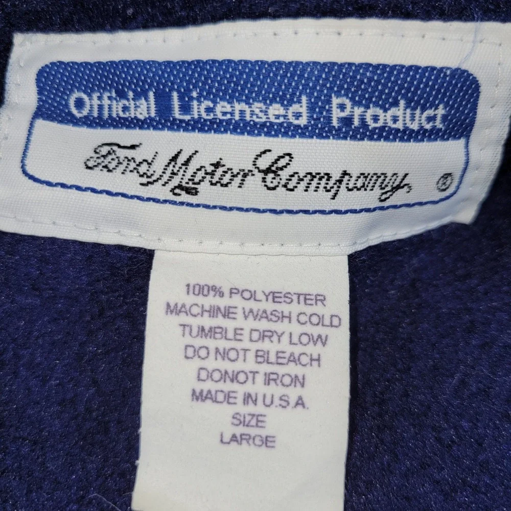 Vintage Ford Motor Company Fleece Jacket Navy Blue Full Zip Mens Large USA Made‎